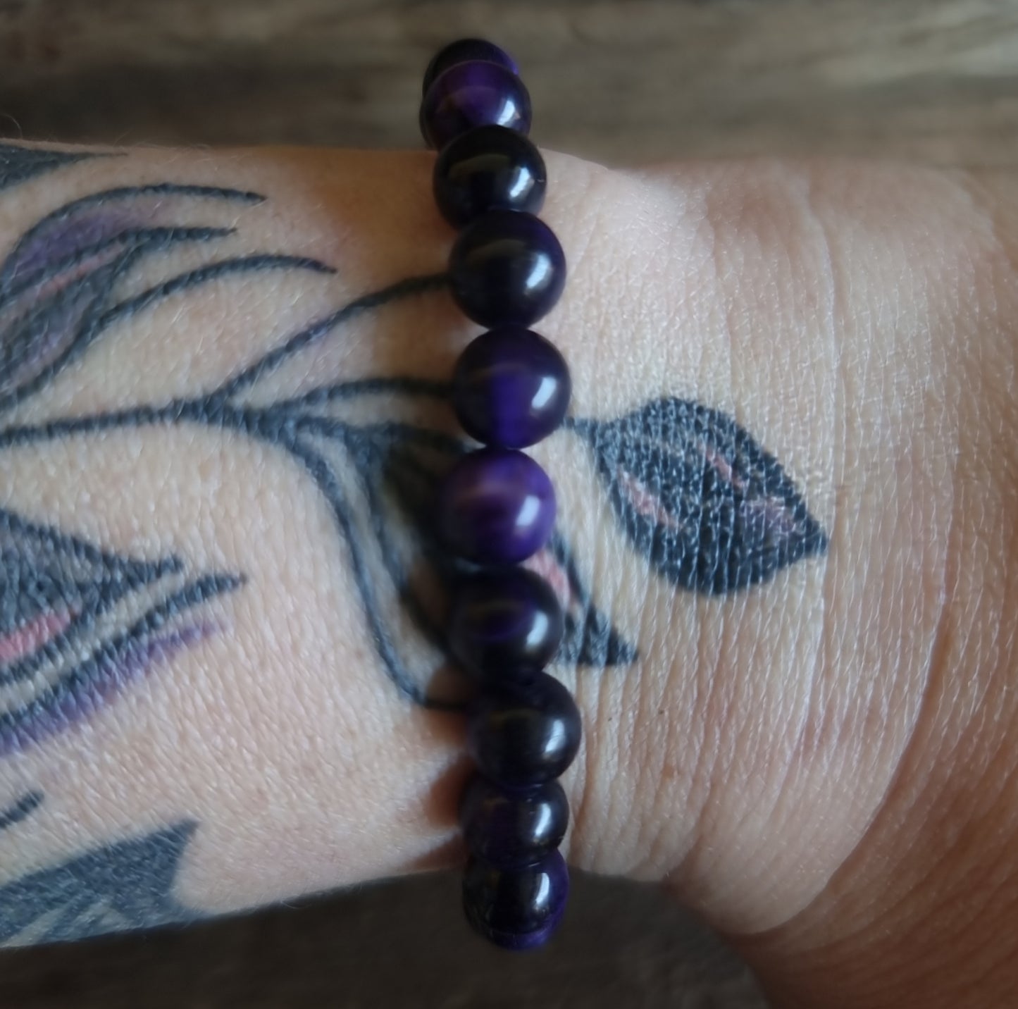 TIGER EYE PURPLE ENERGY BRACELET 6 mm - PROTECTION