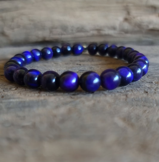 TIGER EYE PURPLE BRACELET 6 mm - PROTECTION