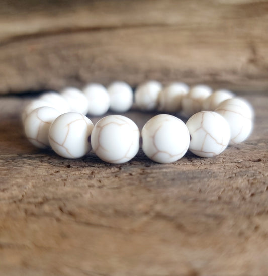 WHITE HOWLITE ENERGY BRACELET 12mm - HIGHER REALMS