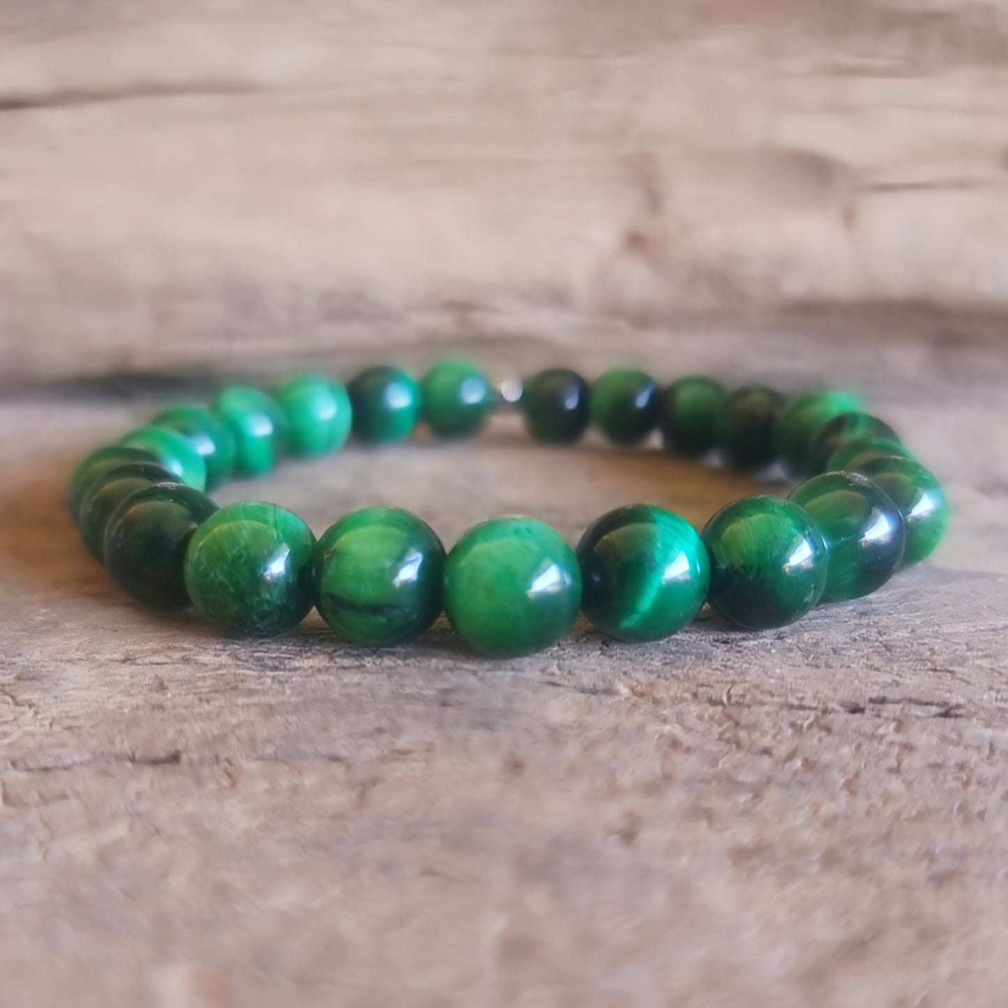 TIGER EYE GREEN ENERGY BRACELET 8 mm - PROTECTION