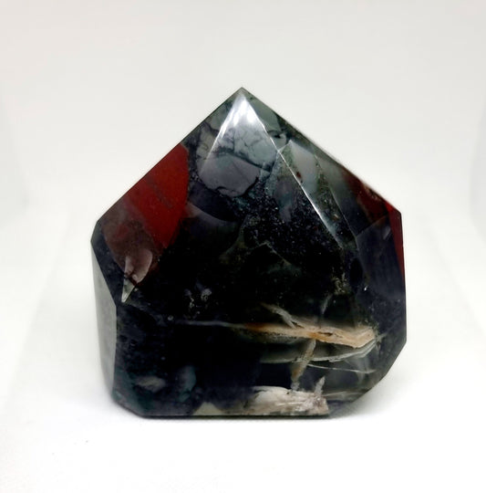 POLISHED AFRICAN BLOODSTONE WITH PYRITE TOWER 595 g - GROUNDING & PROTECTION