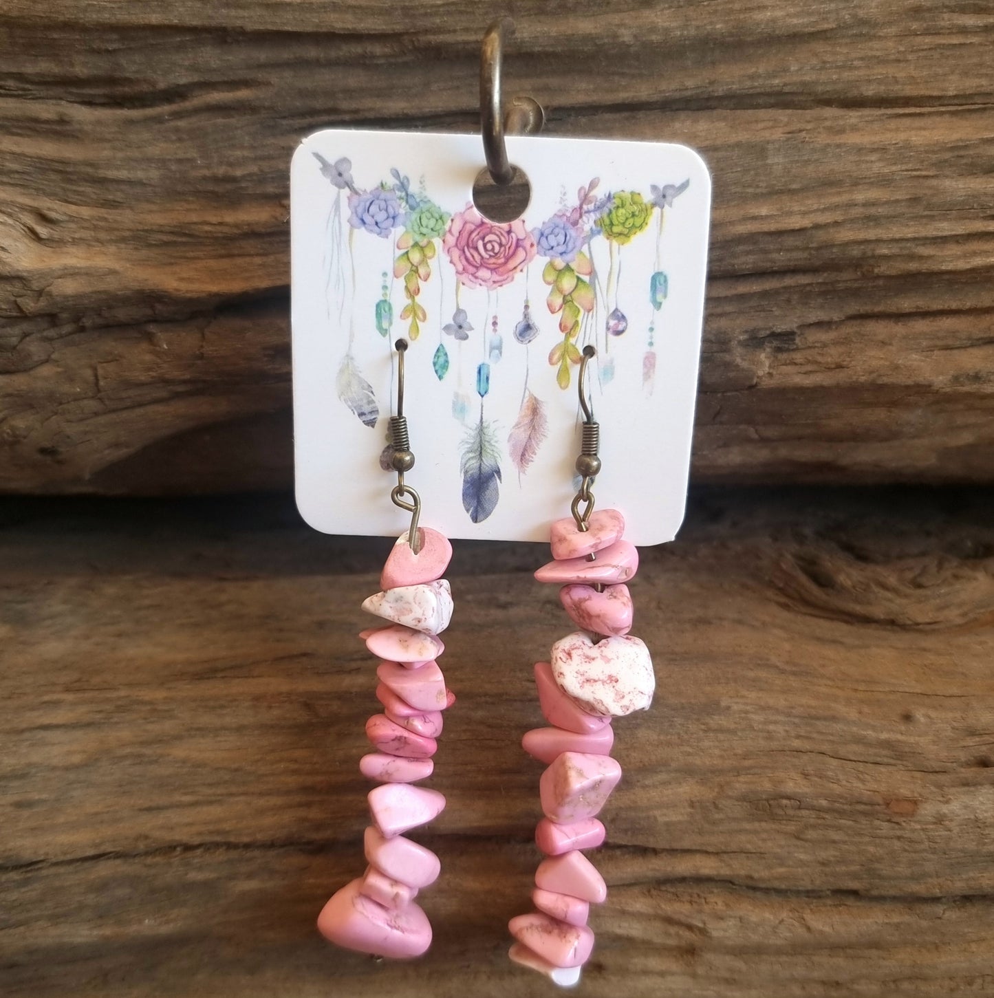 PINK HOWLITE EARRINGS 7cm - THE CALMING STONE