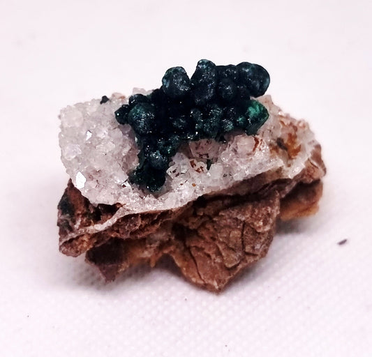 RARE BALL MALACHITE ON DRUZY QUARTZ 32 g