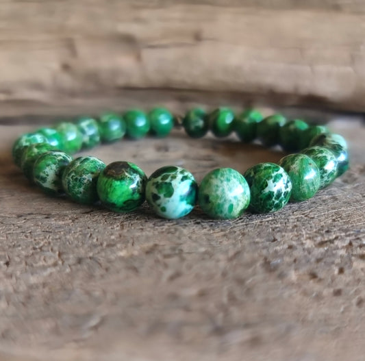 GREEN IMPERIAL PINE JASPER ENERGY BRACELET 8 mm - SPIRITUAL GROWTH