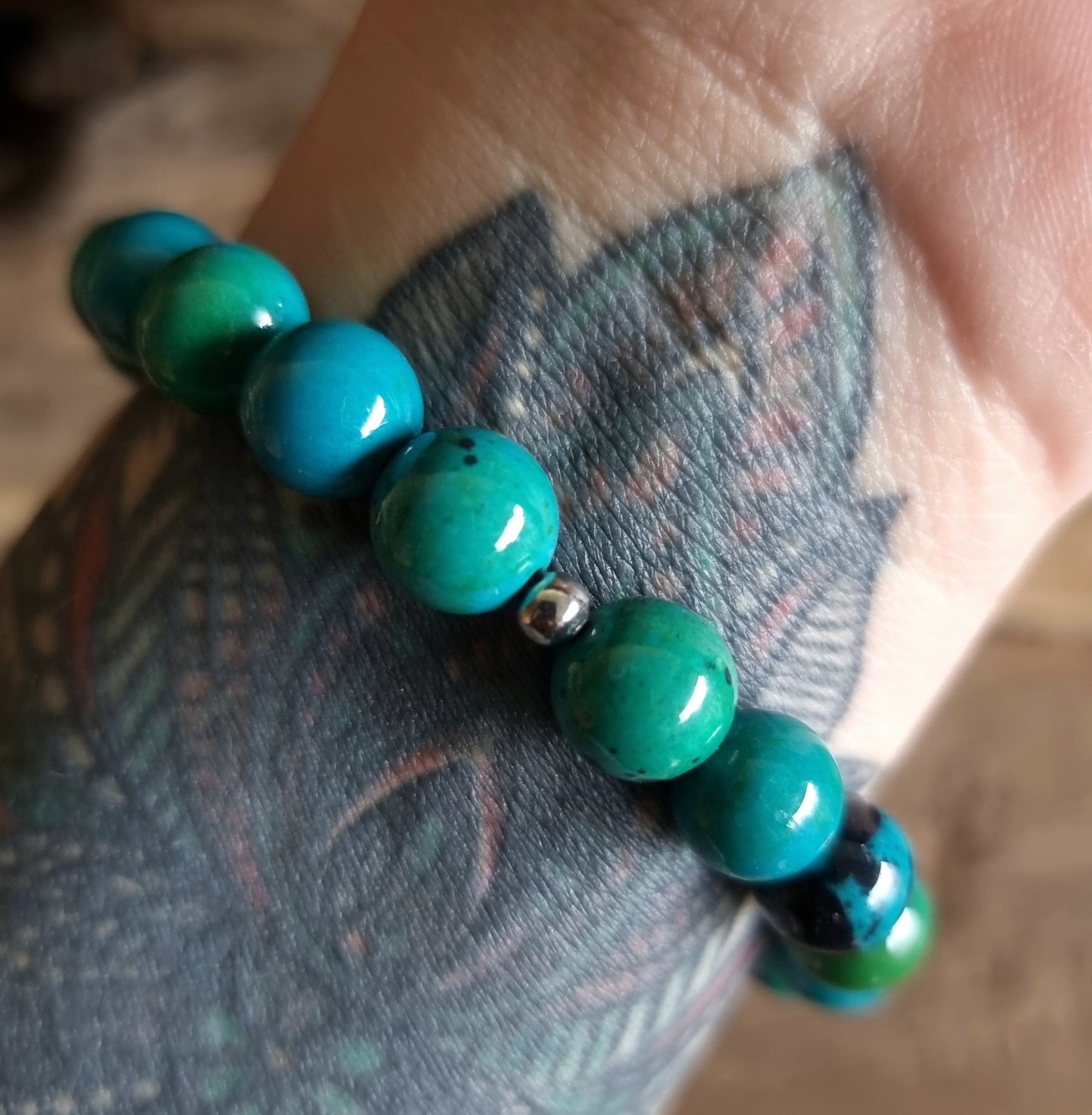 AZURITE & CHRYSOCOLLA LOTUS ENERGY BRACELET 10 mm - PERSONAL POWER