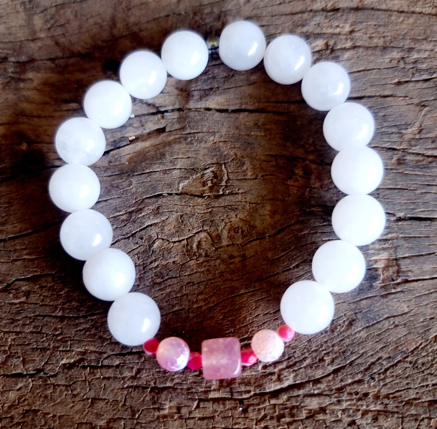 ROSE QUARTZ & PINK AGATE DUO BRACELET 10 mm - UNCONDITIONAL LOVE