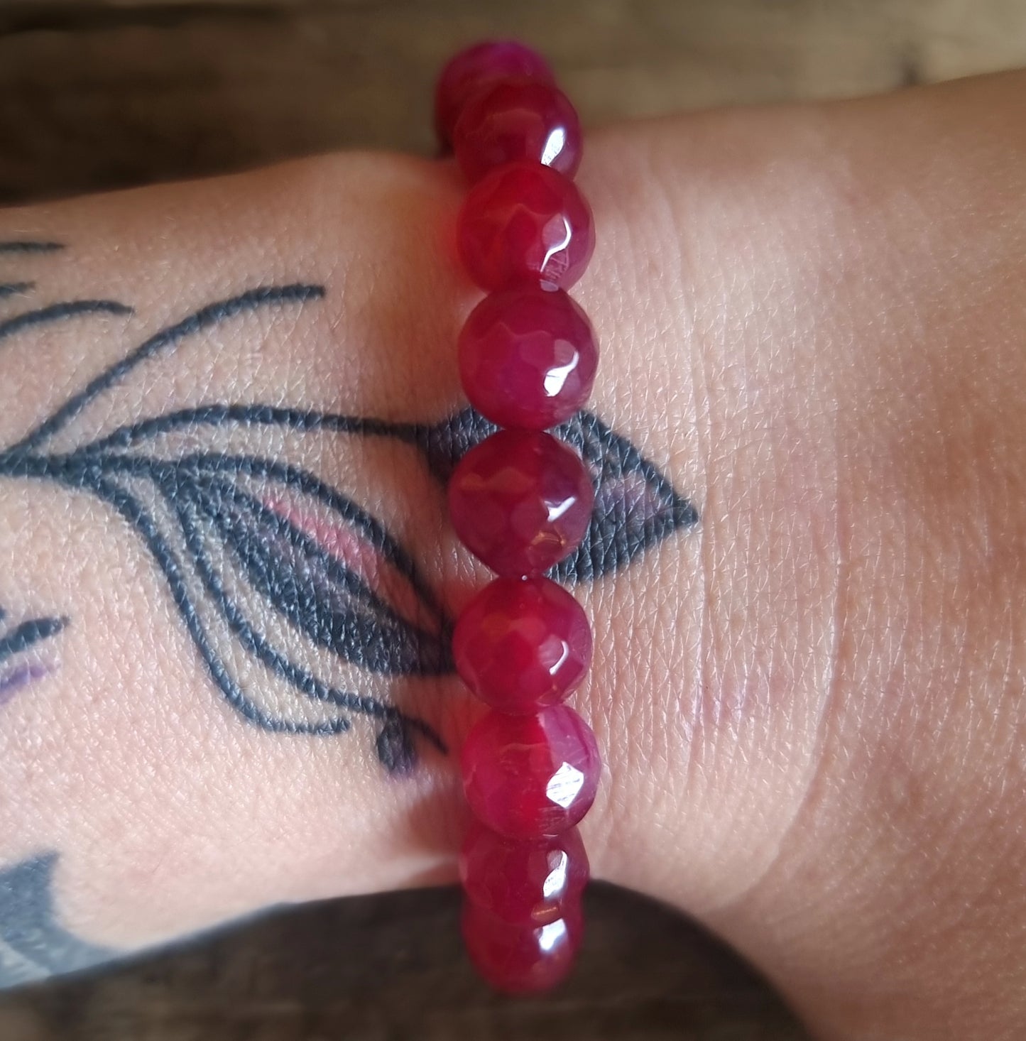 PINK AGATE FACETED BRACELET 8mm  - PROTECTION