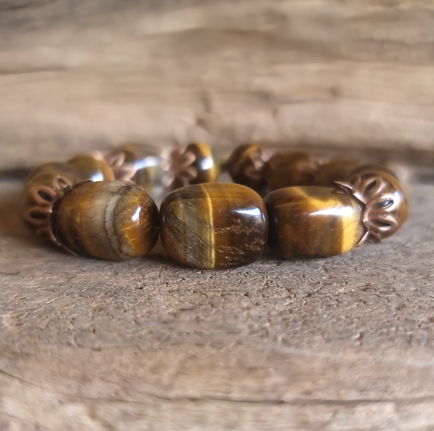 TIGER EYE BROWN ENERGY BRACELET 12 mm - PROTECTION & COURAGE