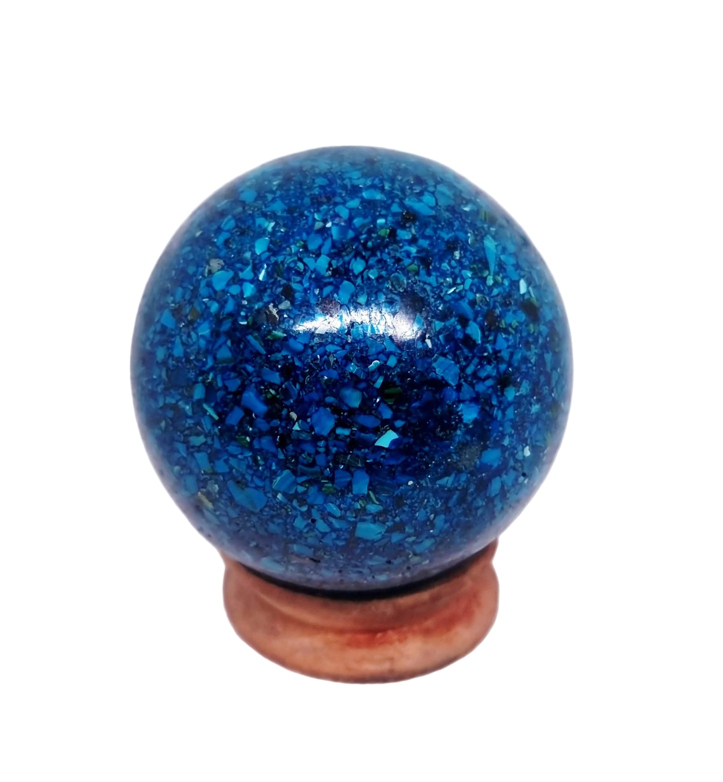 CHRYSOCOLLA,AZURITE & MALACHITE CONGLOMERATE SPHERE 7 cm