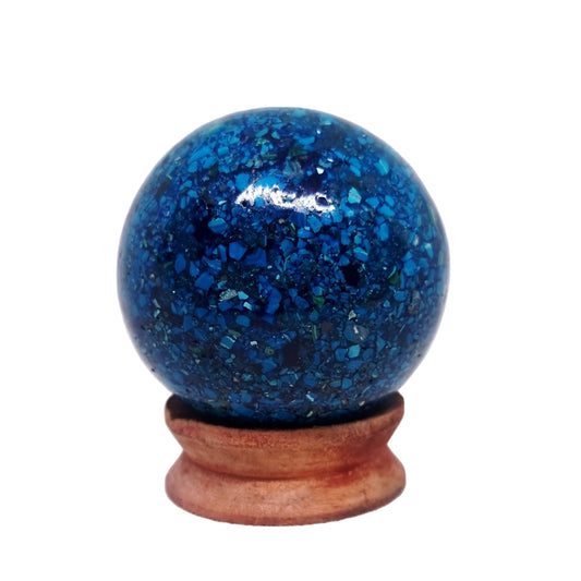 CHRYSOCOLLA,AZURITE & MALACHITE CONGLOMERATE SPHERE 7 cm (600 g)