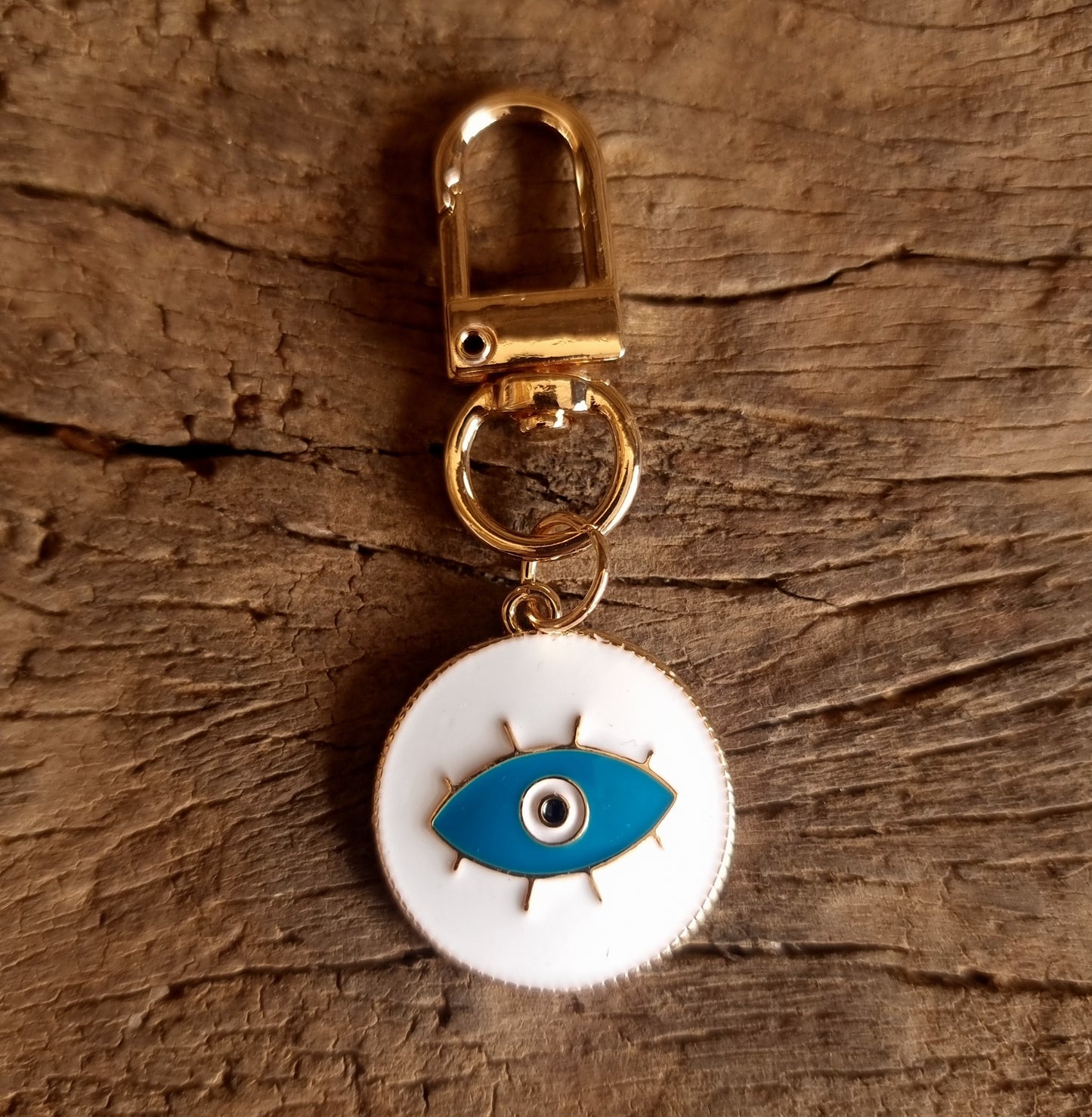 EVIL EYE PROTECTION WHITE KEYCHAIN