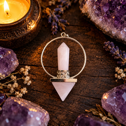 ROSE QUARTZ PYRAMID PENDULUM