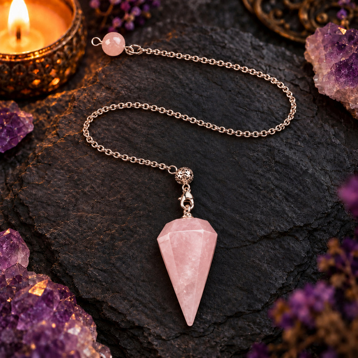 ROSE QUARTZ SML PENDULUM
