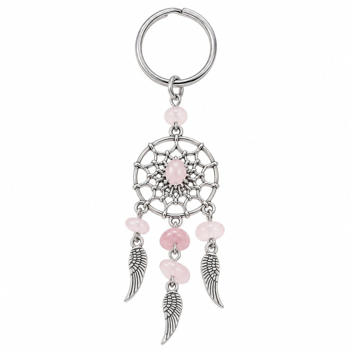 Rose Quartz Dream Catcher Keychain - Wildlings Crystals South Africa