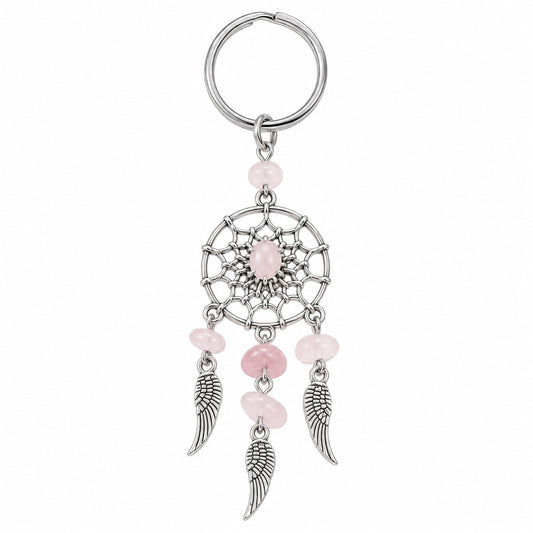 Rose Quartz Dream Catcher Keychain - Wildlings Crystals South Africa