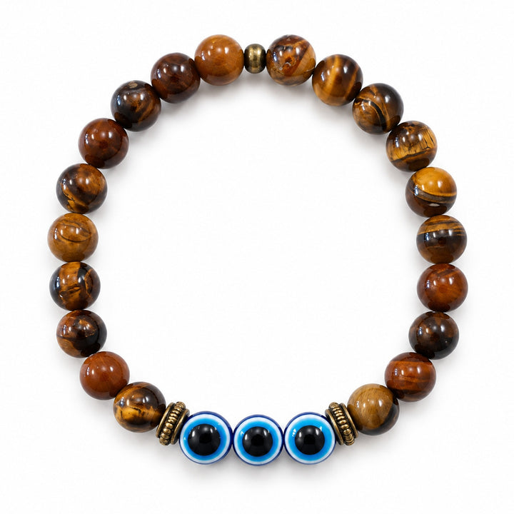 TIGER EYE EVIL EYE BRACELET 8 mm