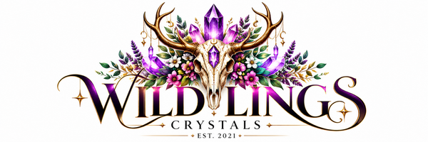 Wildlings Crystals vibrant stag skull logo banner