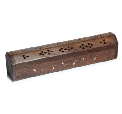 WOODEN GOLD LEAF INCENSE HOLDER AND BURNER