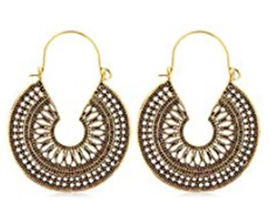 EARRINGS VINTAGE - GYPSY CIRCLE GOLD PLATED