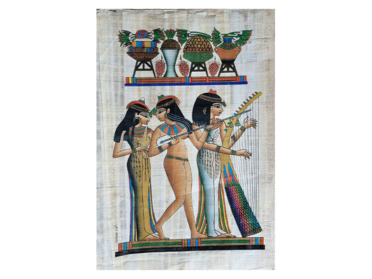 EGYPTIAN VERTICAL BAMBOO SCROLL - TEMPLE HARP PLAYERS