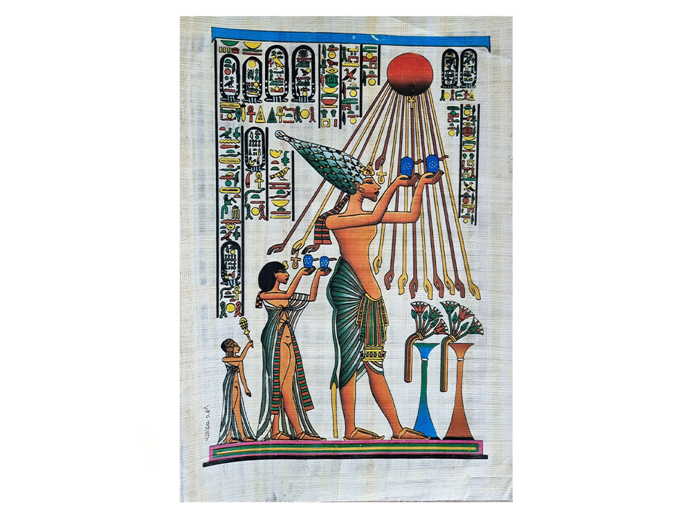 EGYPTIAN VERTICAL BAMBOO SCROLL - SUN GOD OFFERINGS