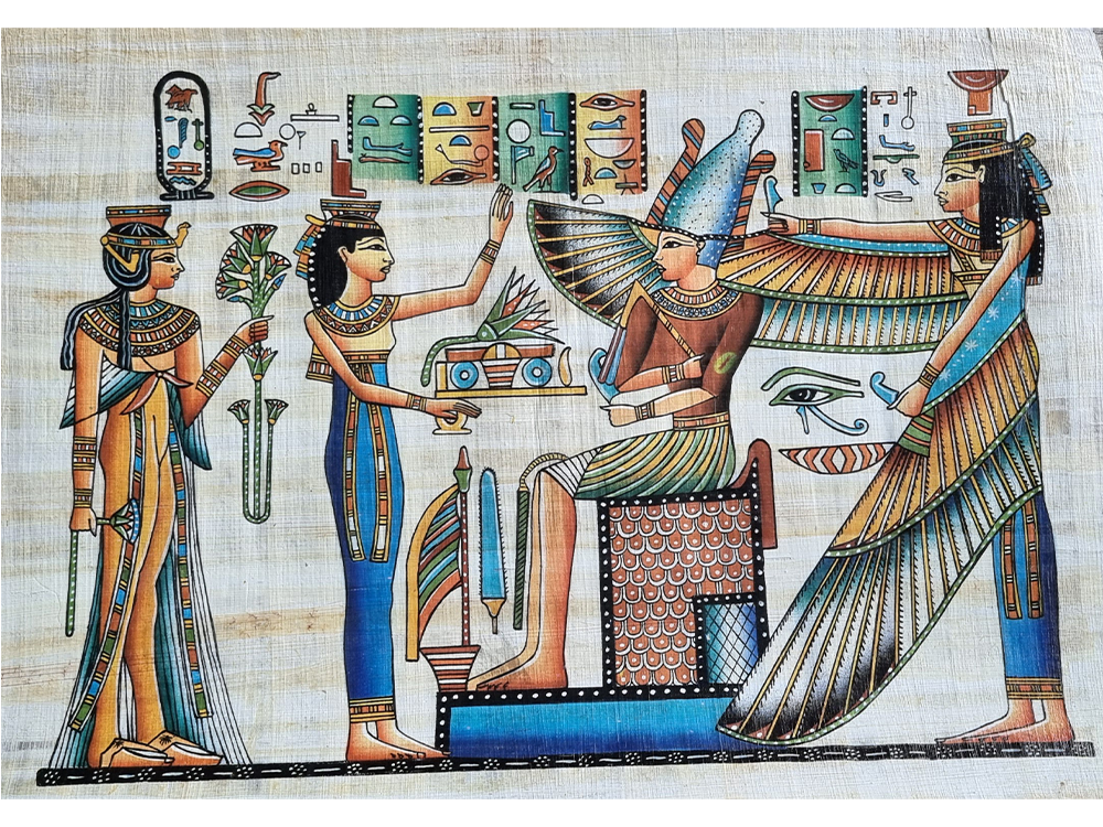 EGYPTIAN HORIZONTAL BAMBOO SCROLL -  TEMPLE LIFE