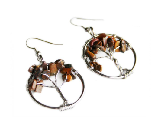 TIGER EYE TREE OF LIFE EARRINGS - PROTECTION