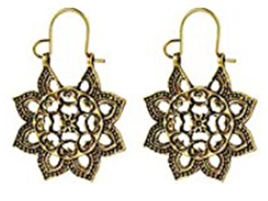 GOLD PLATED MANDALA VINTAGE EARRINGS