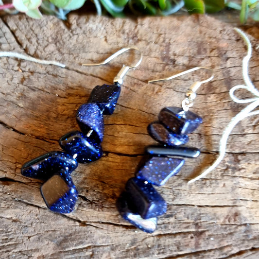 BLUE SANDSTONE CHIPPED EARRINGS - AMBITION