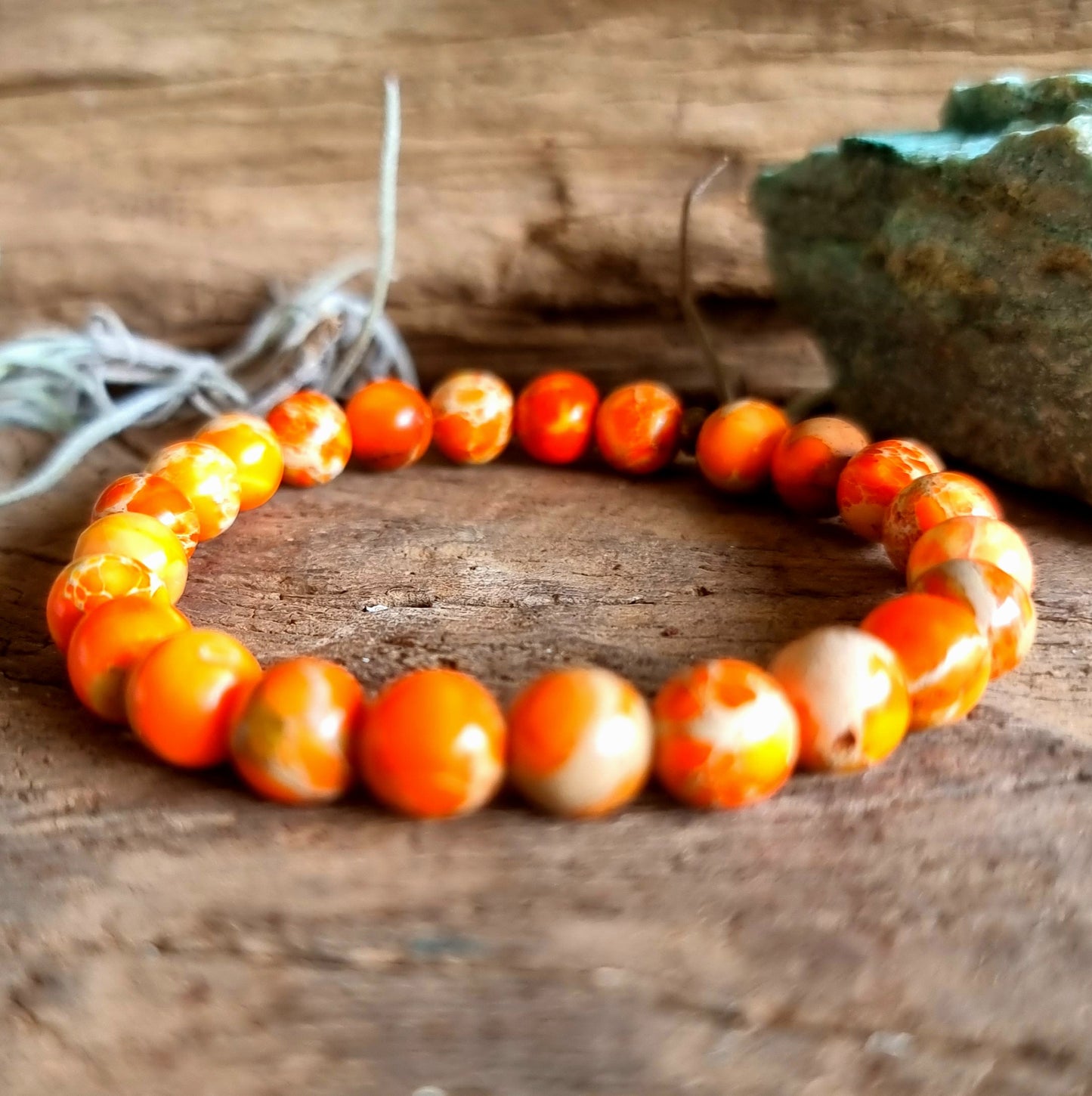 ORANGE IMPERIAL PINE JASPER BRACELET 8mm - SPIRITUAL GROWTH