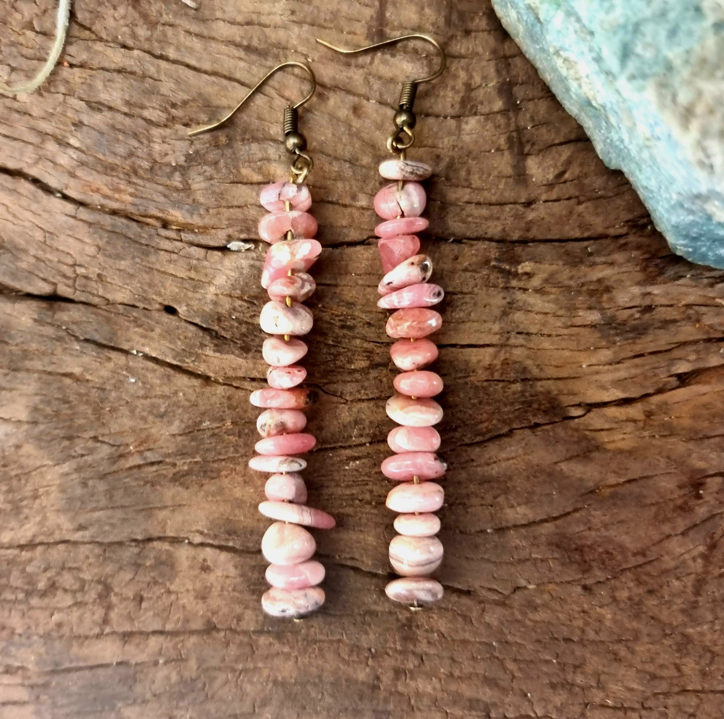 RHODONITE CHIPPED EARRINGS - HEART HEALER