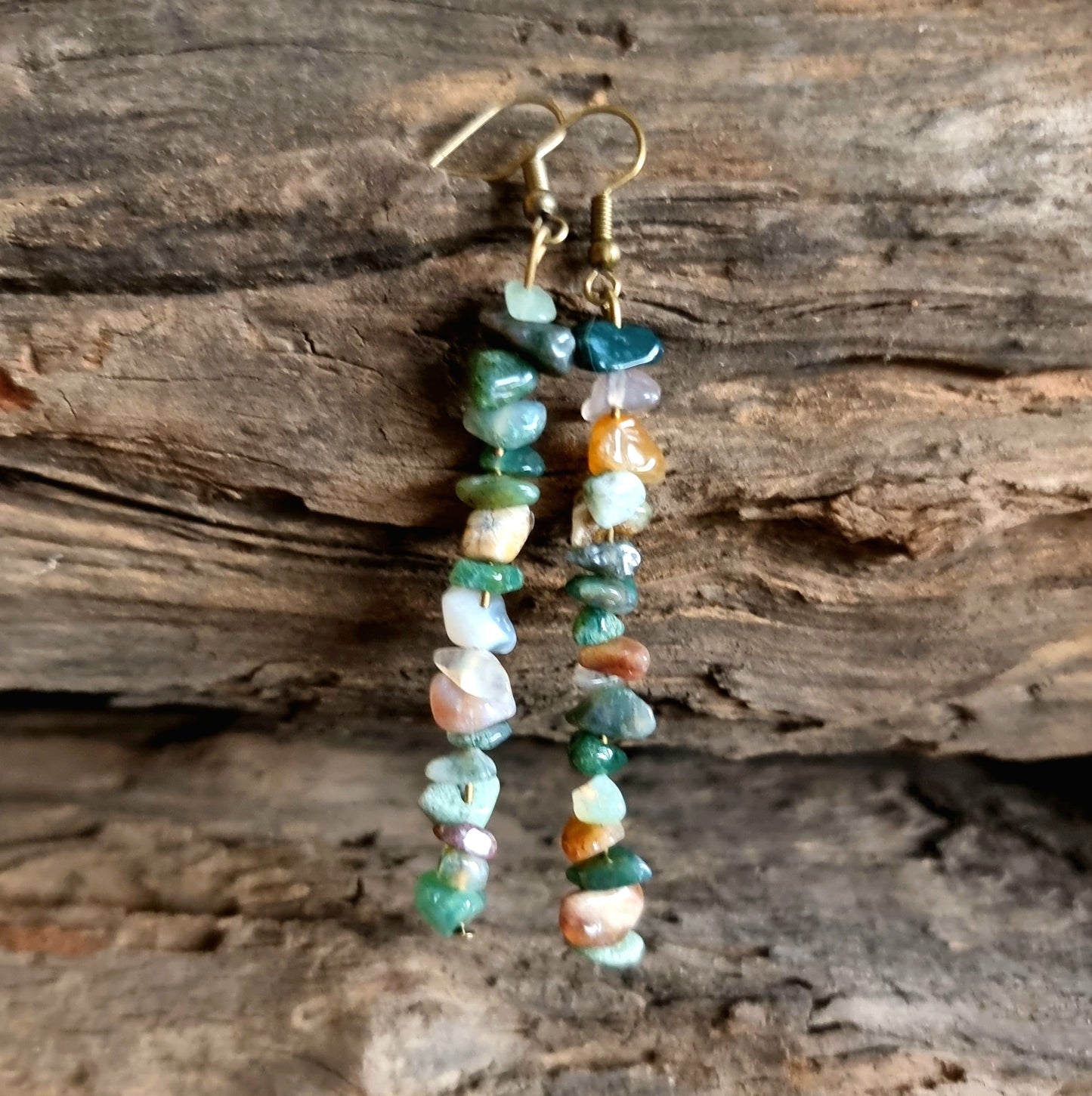 INDIAN AGATE CHIPPED EARRINGS 7cm - CREATIVITY