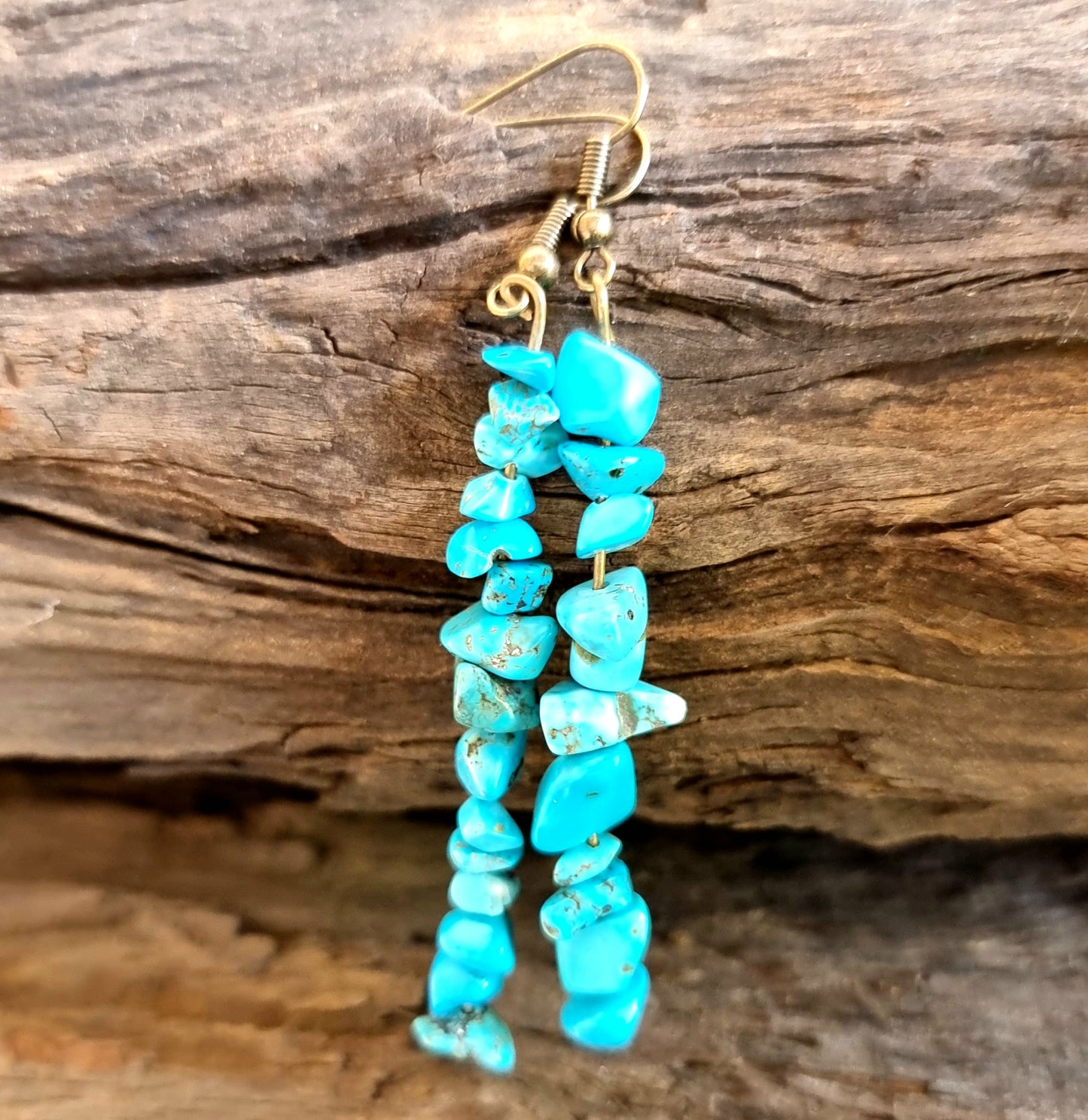 TURQUISE HOWLITE EARRINGS 7cm - THE CALMING STONE