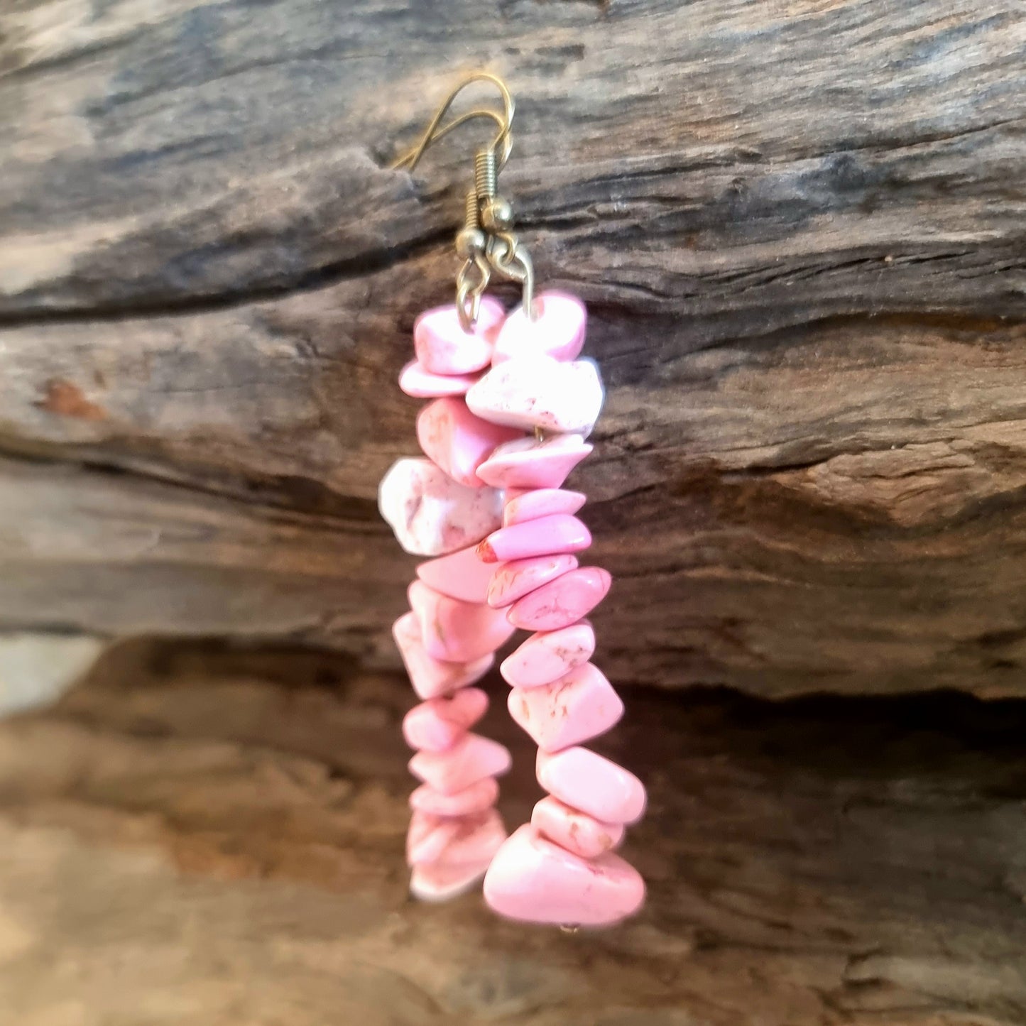 PINK HOWLITE EARRINGS 7cm - THE CALMING STONE