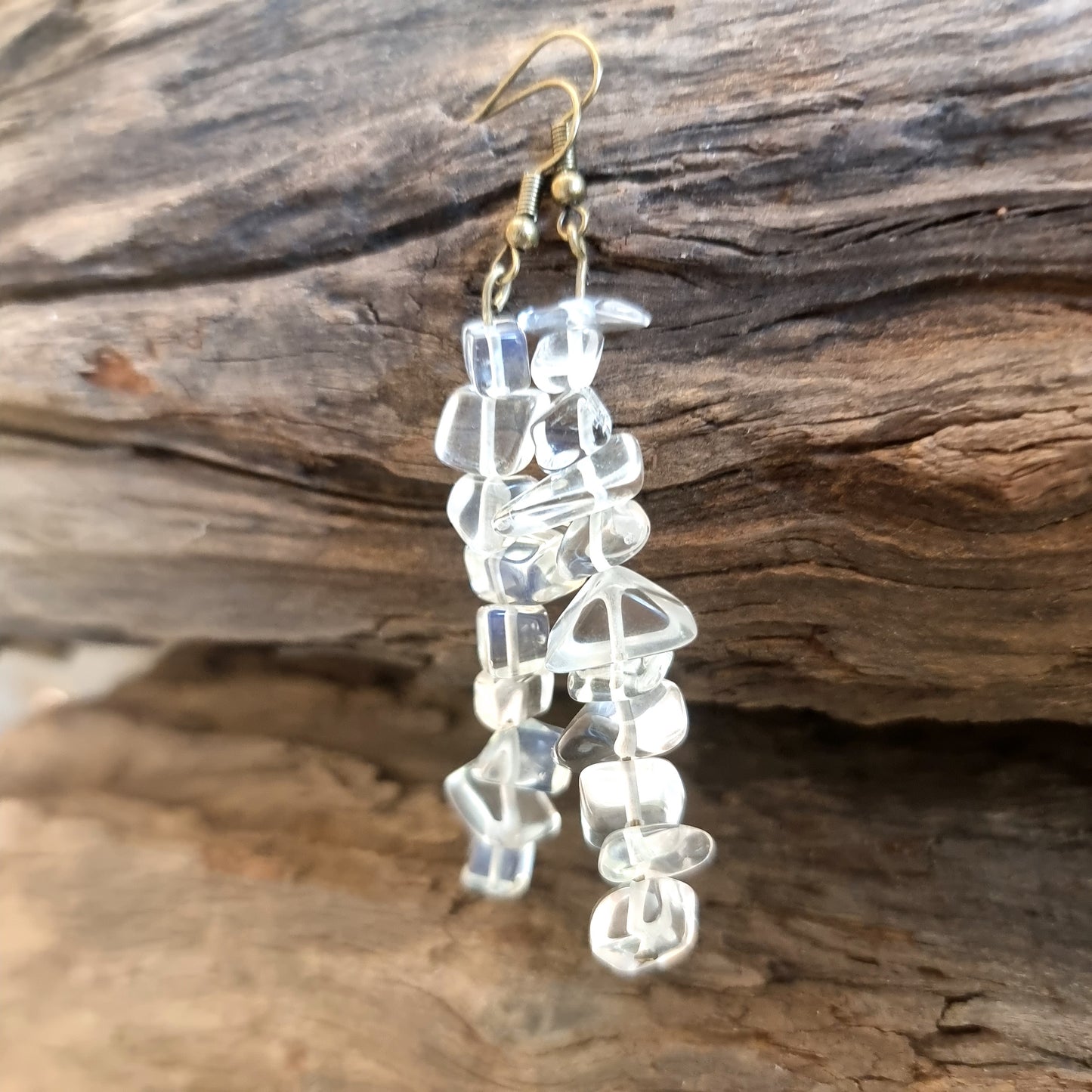 CLEAR QUARTZ CHIPPED EARRINGS 7cm - MASTER HEALER