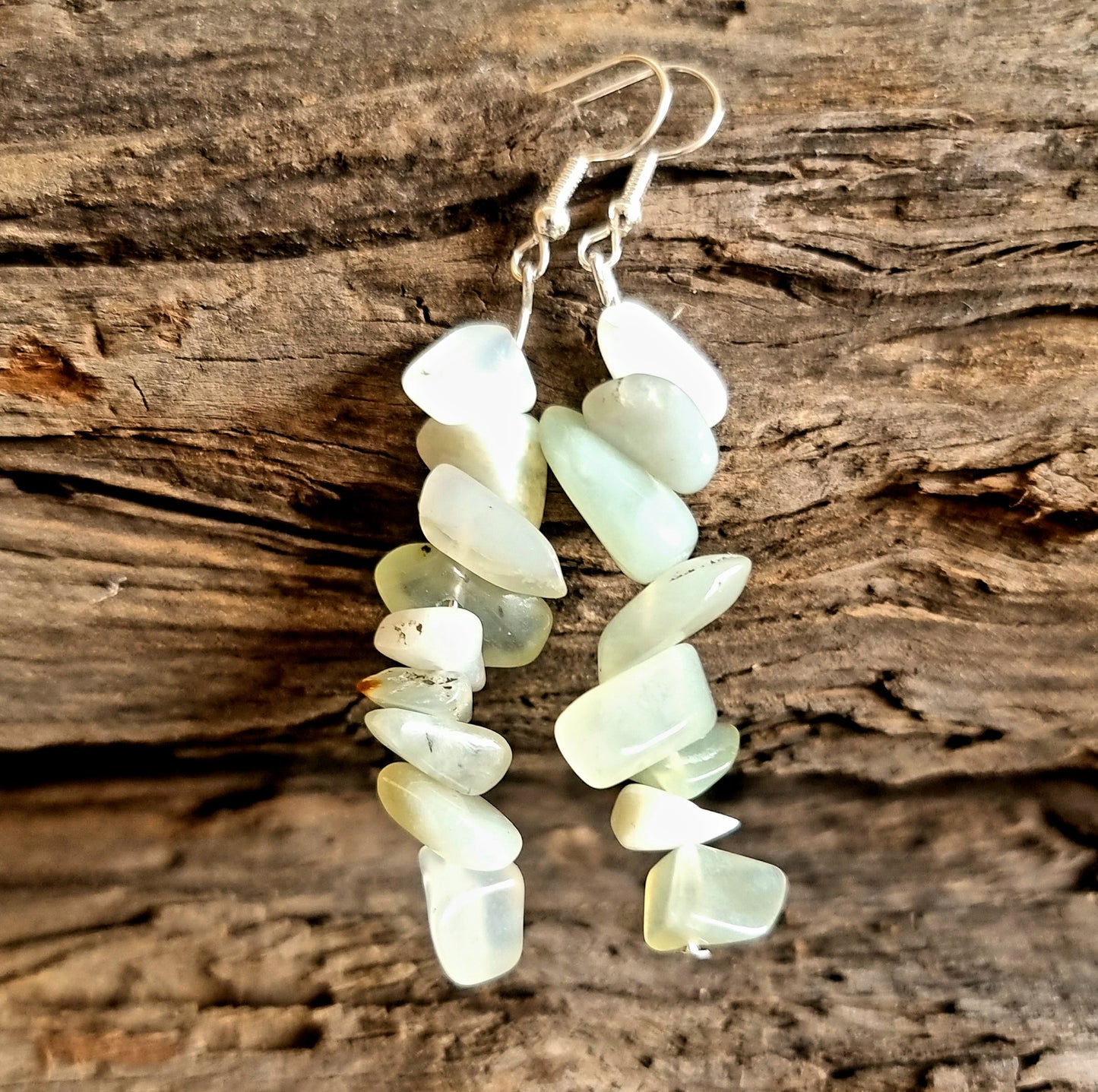 NEW JADE CHIPPED EARRINGS 7cm - ABUNDANCE