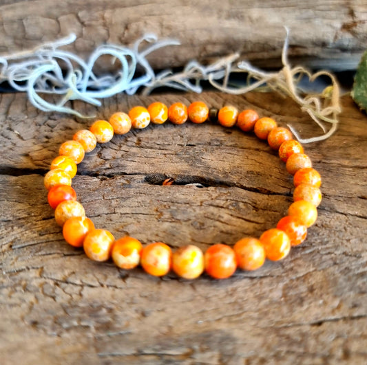 ORANGE IMPERIAL PINE JASPER BRACELET 6mm - SPIRITUAL GROWTH