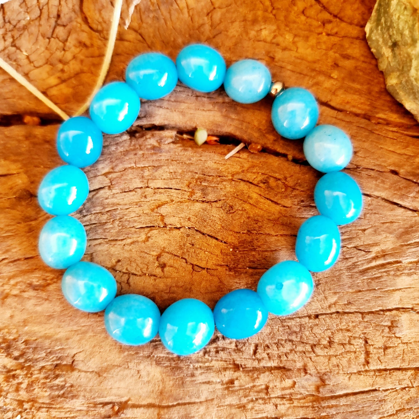 BLUE AGATE BRACELET 12mm - SELF CONFIDENCE