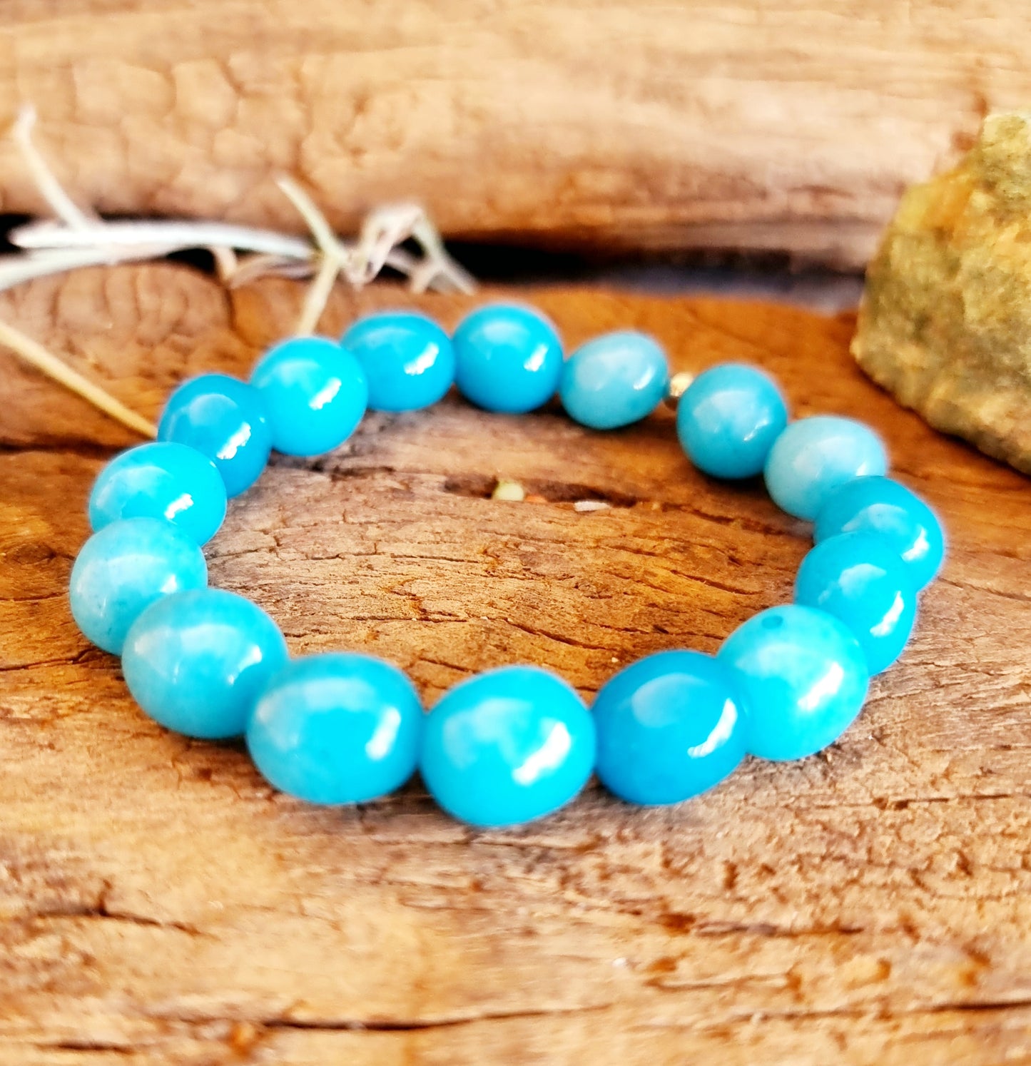 BLUE AGATE BRACELET 12mm - SELF CONFIDENCE