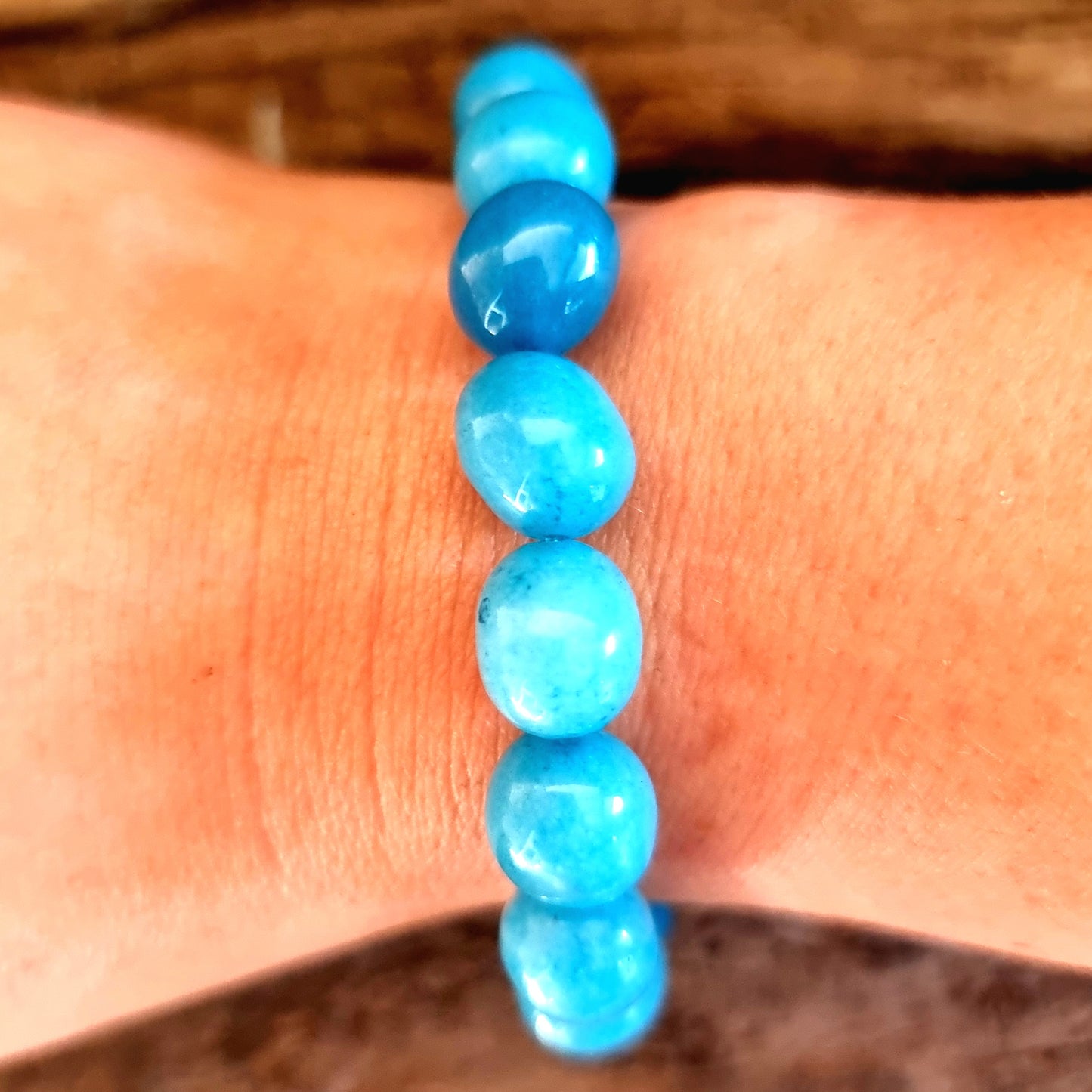 BLUE AGATE BRACELET 12mm - SELF CONFIDENCE