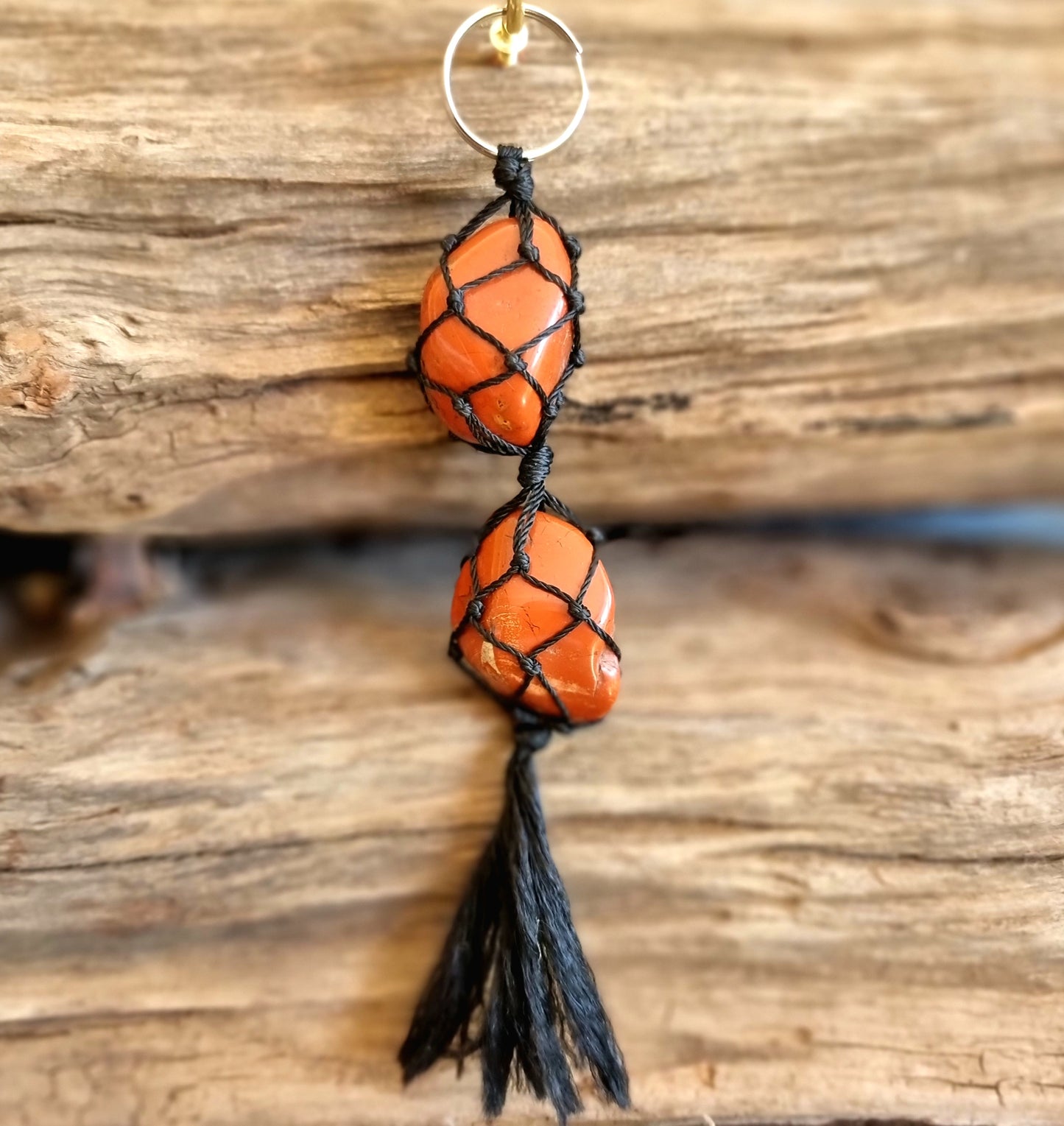 RED JASPER MACRAME KEYRING - PROTECTION