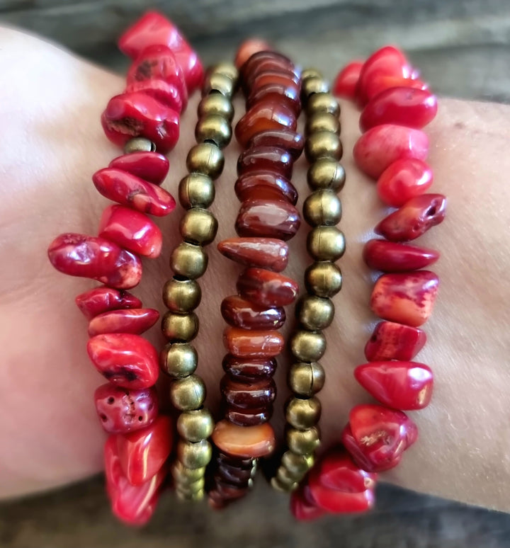Red Coral Bracelet Set - Wildlings Crystals South Africa