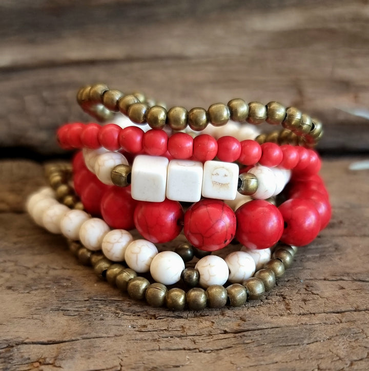Red Howlite Bracelet Stack - Wildlings Crystals South Africa