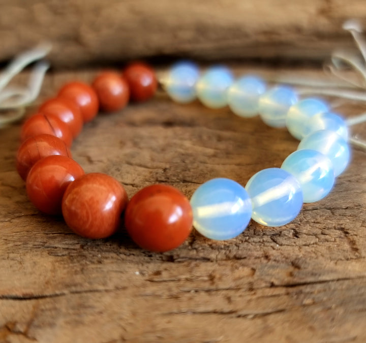 Red Jasper & Opalite Duo Energy Bracelet 10 mm - Wildlings Crystals South Africa