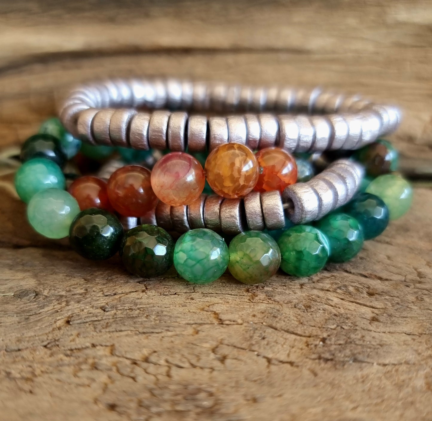 STRENGHT & CREATIVITY BRACELET STACK - COLOURED AGATE