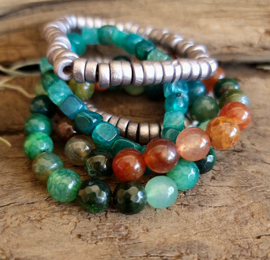 STRENGHT & CREATIVITY BRACELET STACK - COLOURED AGATE