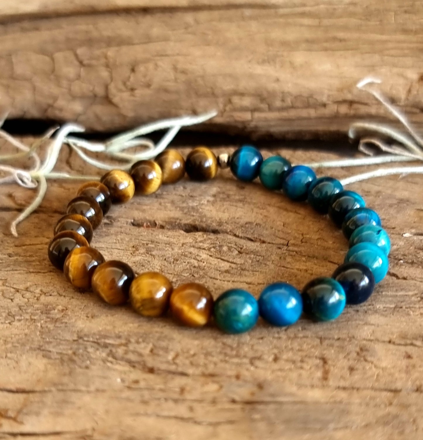 BLUE & BROWN TIGERS EYE  DUO BRACELET 8mm - PROSPERITY & PROTECTION