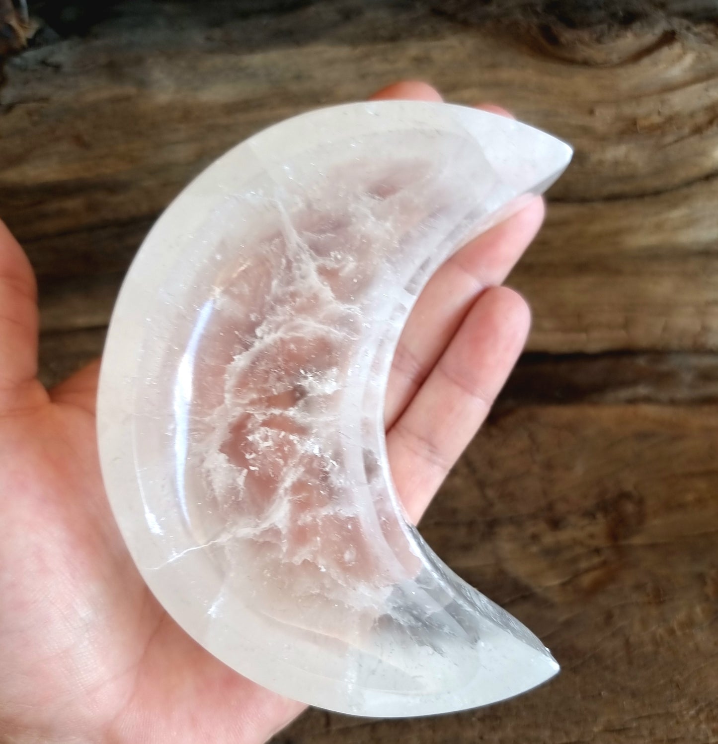 SELENITE CHARGING MOON BOWL - ANGELIC GUIDANCE