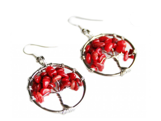 RED CORAL TREE OF LIFE EARRINGS - VITALITY