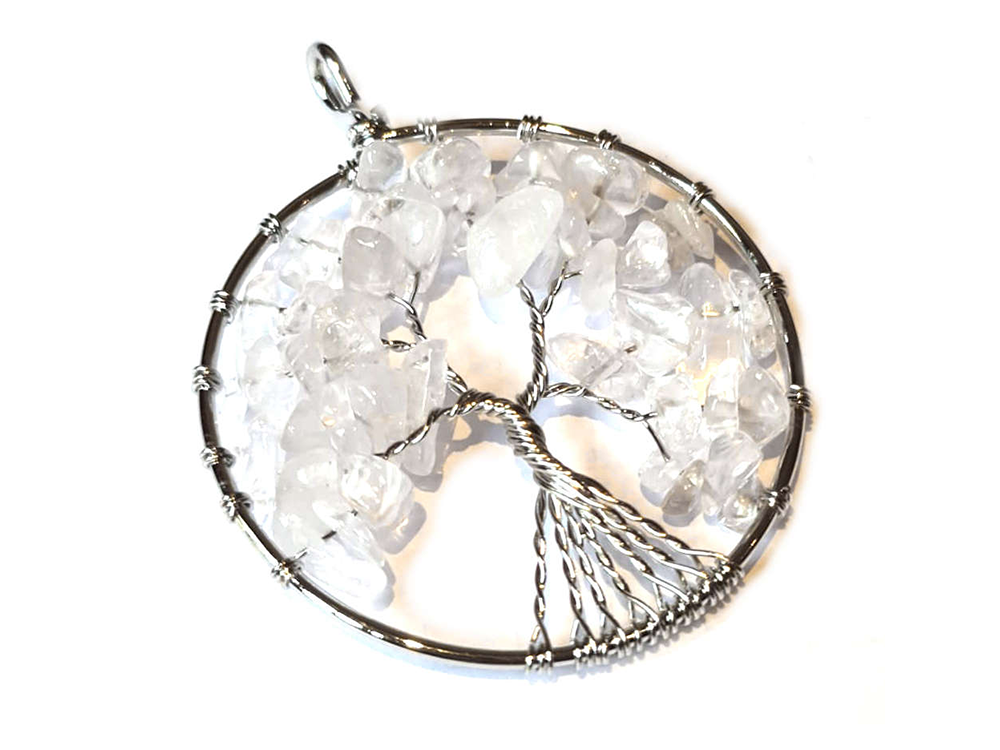 CLEAR QUARTZ TREE OF LIFE PENDANT - MASTER HEALER